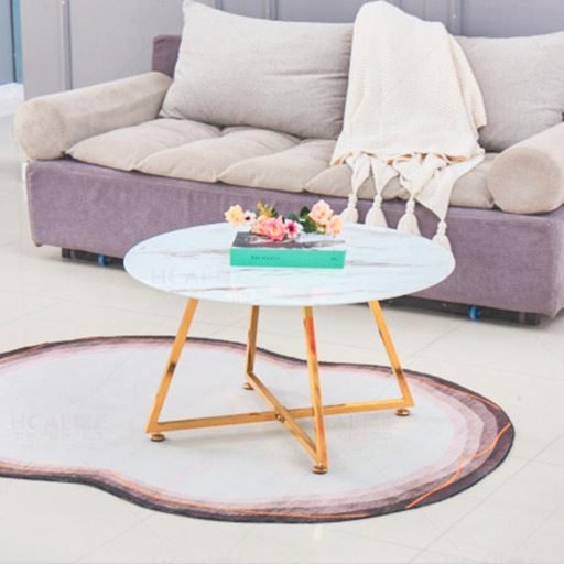 Table basse HELOISE GOLD MARBRE BLANC 80x45cm