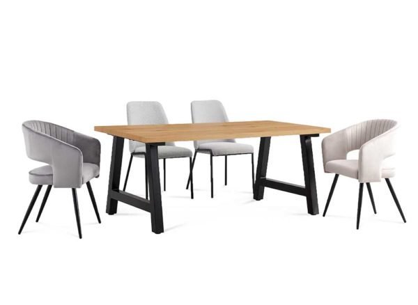 TABLE À MANGER EN BOIS ET MÉTAL NOIR - Image 2