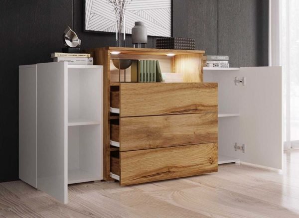 BUFFET COMMODES 2 PORTES 3 TIROIRS AVEC - Image 3