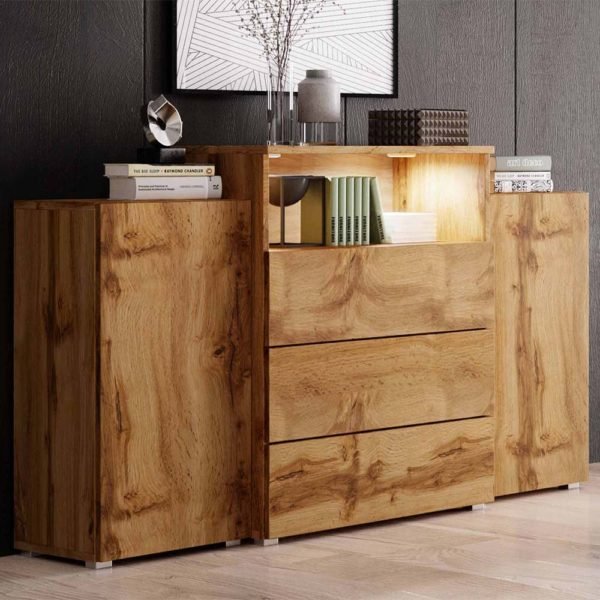 BUFFET COMMODES 2 PORTES 3 TIROIRS AVEC