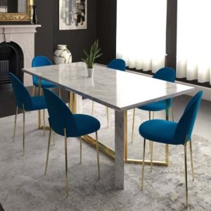 TABLE À MANGER RECTANGULAIRE DESIGN EFFET MARBRE