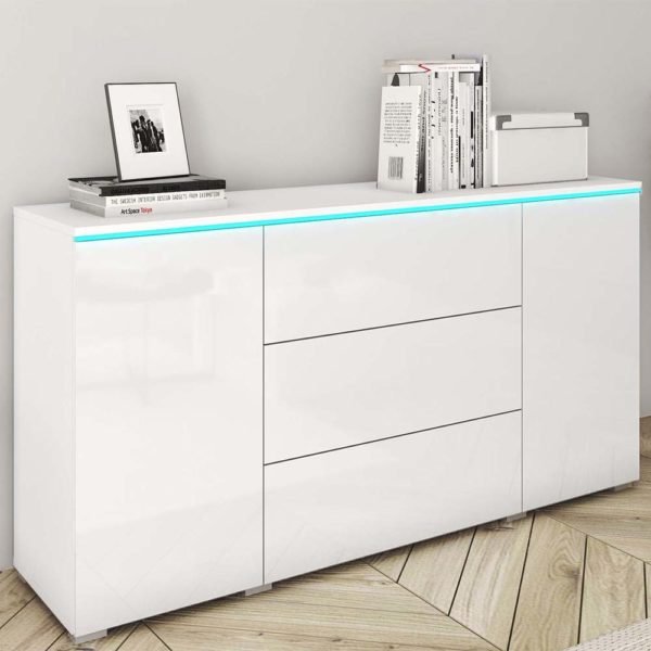 BUFFET COMMODE 2 PORTES 3 TIROIRS AVEC