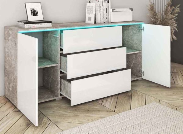 BUFFET COMMODE 2 PORTES 3 TIROIRS AVEC - Image 3